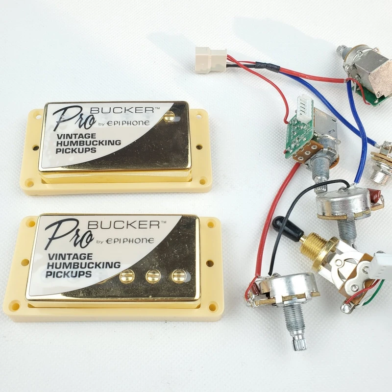 Double coil pickup 1 Set  Standard ProBucker AlnicoElectricGuitar Humbucker Pickups with Pro Wiring Harness For  Gold Cover