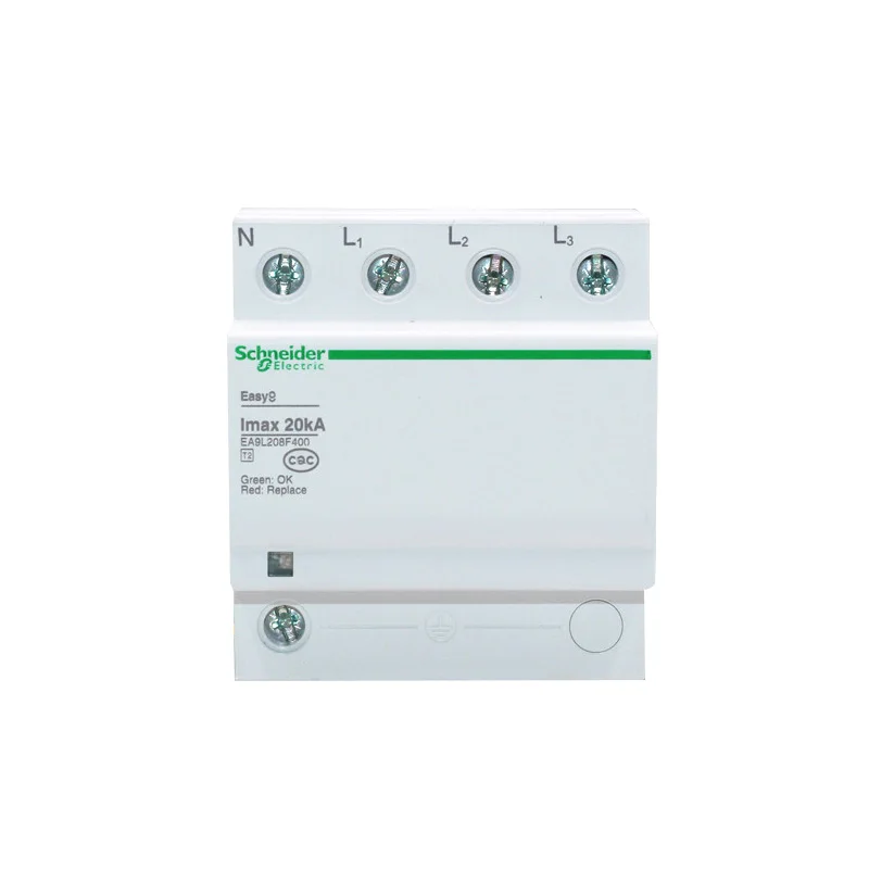 3P + N Power Supply Distribution Network Surge Protector IMAX: 20kA DIN Rail Mounting EA9L208F400 Non-Remote Indication Signal