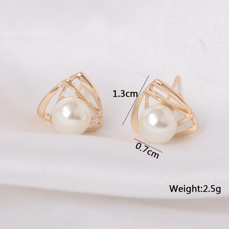 New Women Pearl Stud Earrings Gold Color Small Earrings Imitation Pearl Earrings for Girls Korean Fashion Tiny Earrings