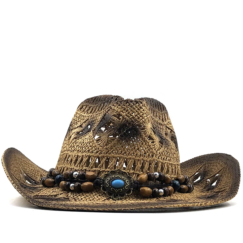 100% Natural Straw Cowboy Hat Women Men Handmade Weave Cowboy Hats For Lady Tassel Summer Western Sombrero Hombre Lifeguard Hats