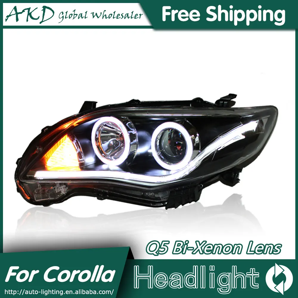 AKD Car Styling for Toyota Corolla Headlights 2011-2013 Angel Eye LED Headlight DRL Bi Xenon Lens High Low Beam Parking Fog Lamp