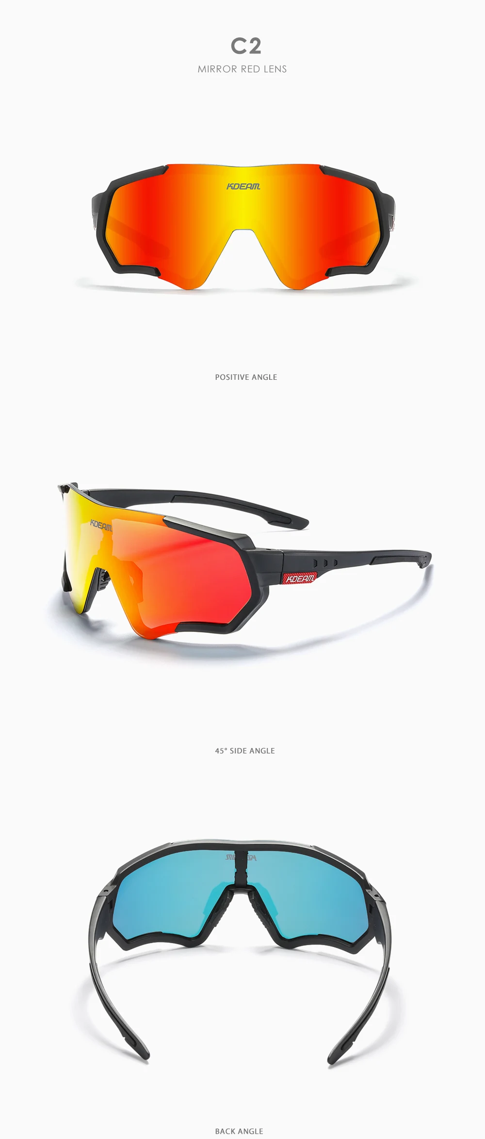 KDEAM Outdoor Sports Herren Sonnenbrille TR90 Polarisierte Sonnenbrille Flash Real Coating Sonnenbrille KD714 CE – Detail 11