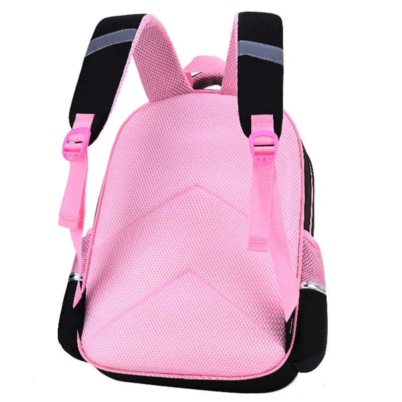 Mochila escolar de PU con lazo negro y rosa para niña, morral ortopédico Kawaii para niños de 6 a 12 años
