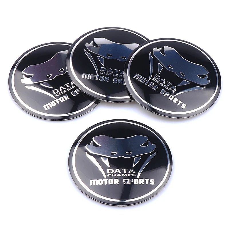 4Pcs Car Styling DATA CHAMPS Motor Sports Viper Emblem Wheel Hub Center Caps Stickers For Dodge SRT GTS Ram Charger Challenger