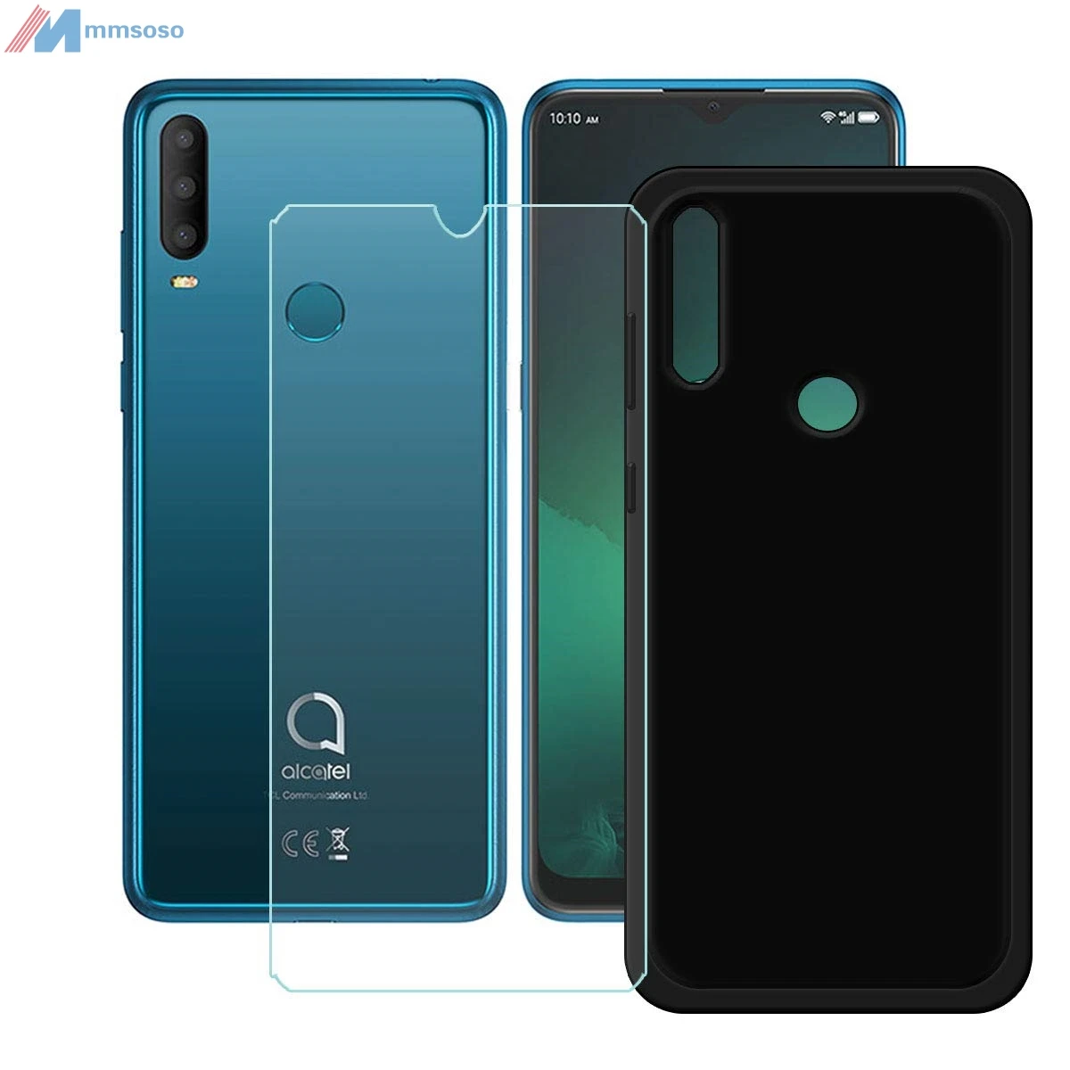 For Alcatel 3X 2019 5048U 5048Y Case Alcatel 3X 2019 Cover + Screen Protector Tempered Glass Protective Film Alcatel 3X 2019