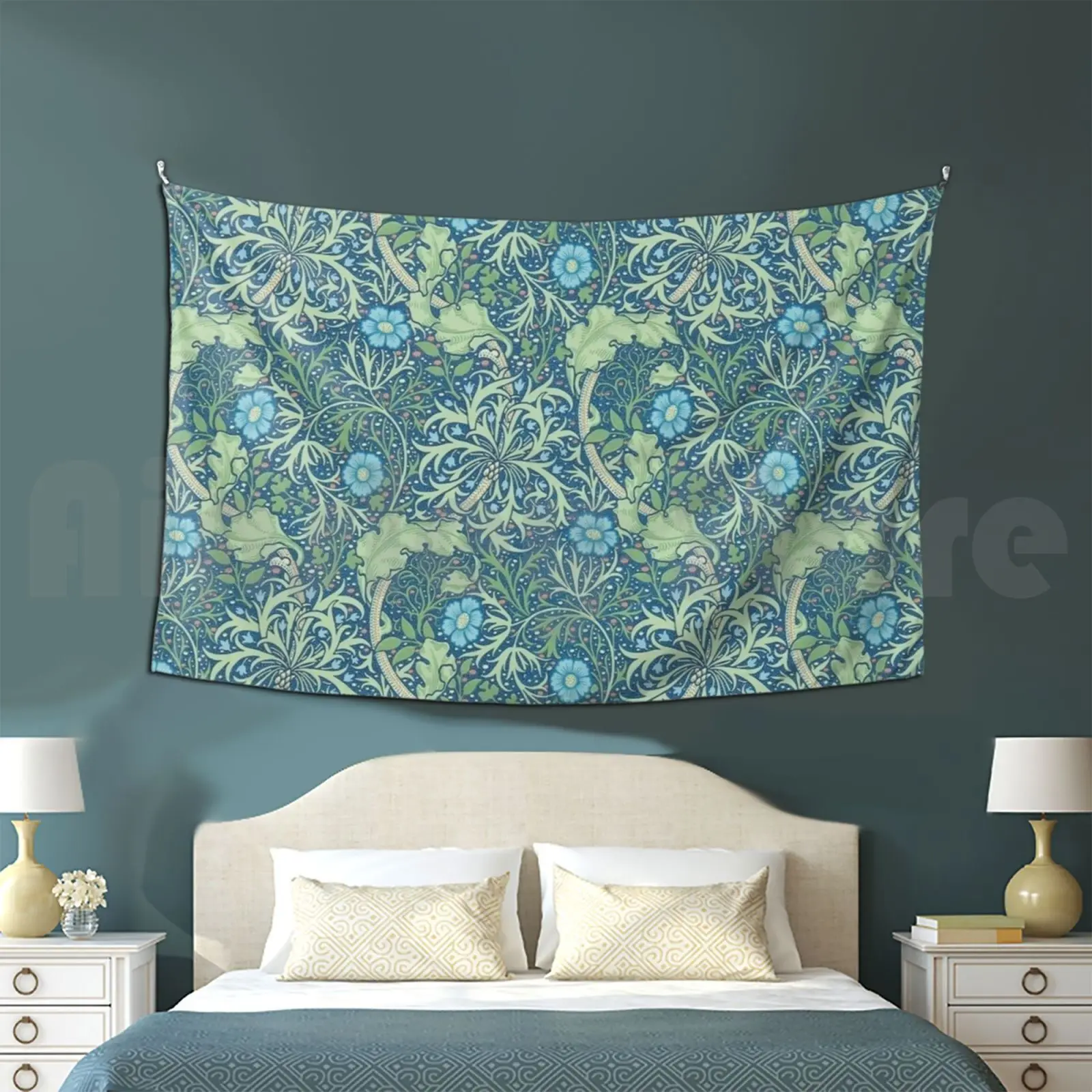 Morris Flowers And Leaves Pattern ( Blue , Green ) Tapestry Living Room Bedroom William Morris Wallpaper Flowers