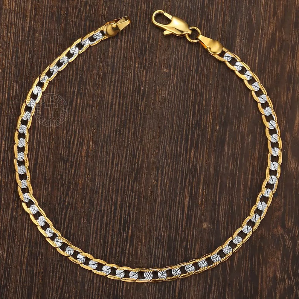 4/6mm Bracelet for Women Men Wheat Link Gold Color Womens Bracelet Chains Fashion Davieslee Jewelry 18-23cm Dropshipping DGB407