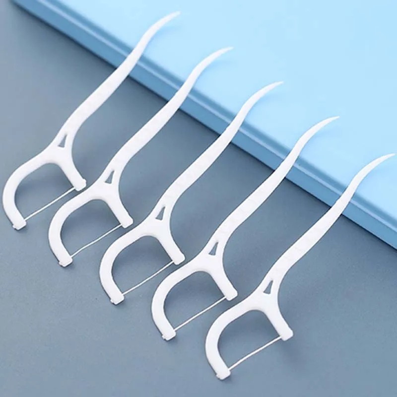 100Pcs Disposable Toothpicks Dental Floss Sticks Cleaning Dental Floss Interdental Brush Tooth Stick Oral Health Cleaning Dental