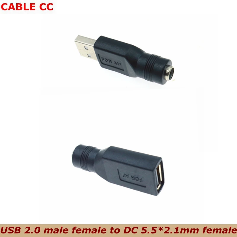 

1PCS/ LOT USB2.0 Male Female to 5.5mm x 2.1mm Female DC Power Converter, Computer Mobile Phone Charger Adapter Connector