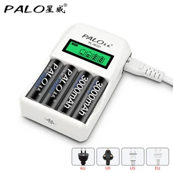 PALO AAA Battery Charger LCD Display Intelligent Charger For 1.2V Ni-Mh Ni-Cd AA AAA  Rechargeable Batteries