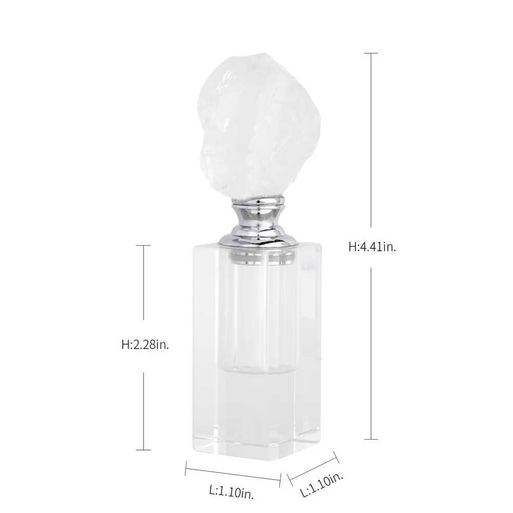 1pcs Natural Crystal White Quartz Perfume Essential Oil Smear Bottle With Natural Stone Home Decor