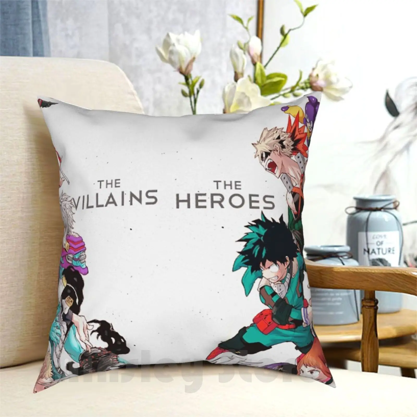 - Heroes Vs Villains Pillow Case Printed Home Soft Throw Pillow Bokunoheroacademia Midoriya Midoriya Izuku Deku Todoroki