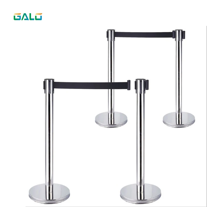 3meters Stainless Steel Warning Line Traffic queue barrier post Crowd Control Barrier 2pcs a Pair for sale