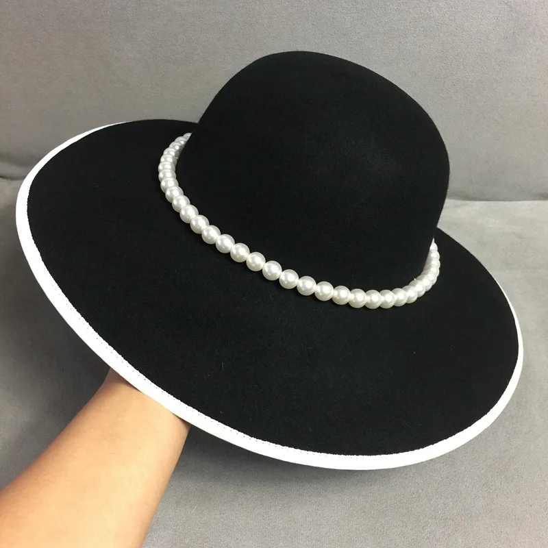 Black Wedding Hats for Women Her style Pearl Flower Sunshade Foldable Hats Wedding Accessories Outdoor Bridal Headwear