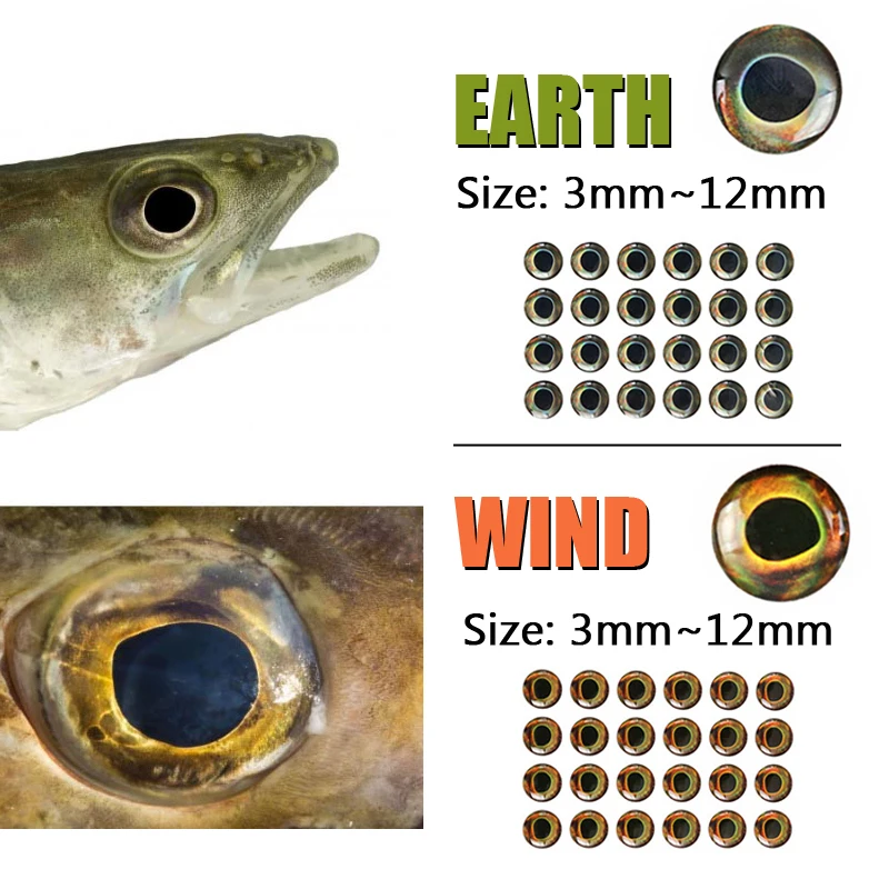 ICERIO 50PCS Holographic 3D 4D Epoxy Fish Eyes for Fly Tying Streamers Fishing Lures Wood Plastic Lure Making