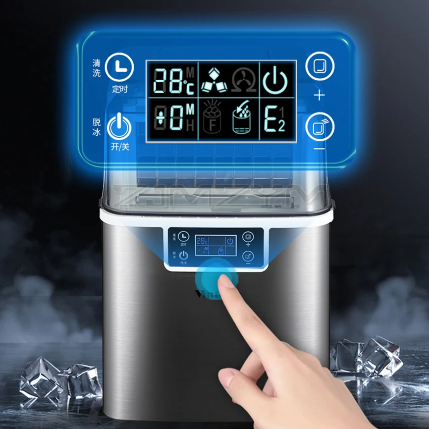 Máquina de fabricación de hielo comercial pequeña para el hogar, máquina automática para hacer cubitos de hielo, con entrada automática de agua embotellada de 220V y 150W, 30KG /24H