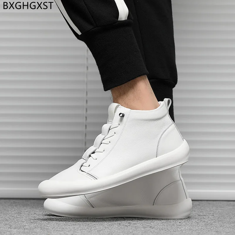 

Leather Casual Shoes Man White High Top Sneakers Luxury Brand Running Shoes for Man 2024 Fashion Sports Shoe Men Zapatos Hombre