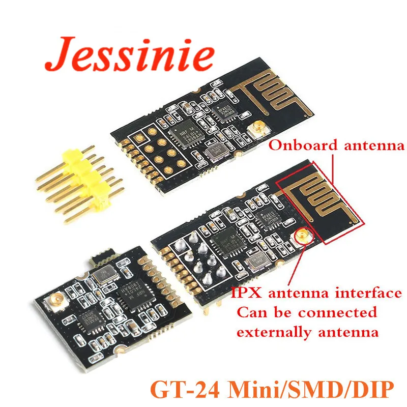 GT-24 Wireless Module 2.4G NRF24L01+PA+LNA Industrial Grade Digital Transmission Wireless Module 1100M Distance SMD/DIP/Mini