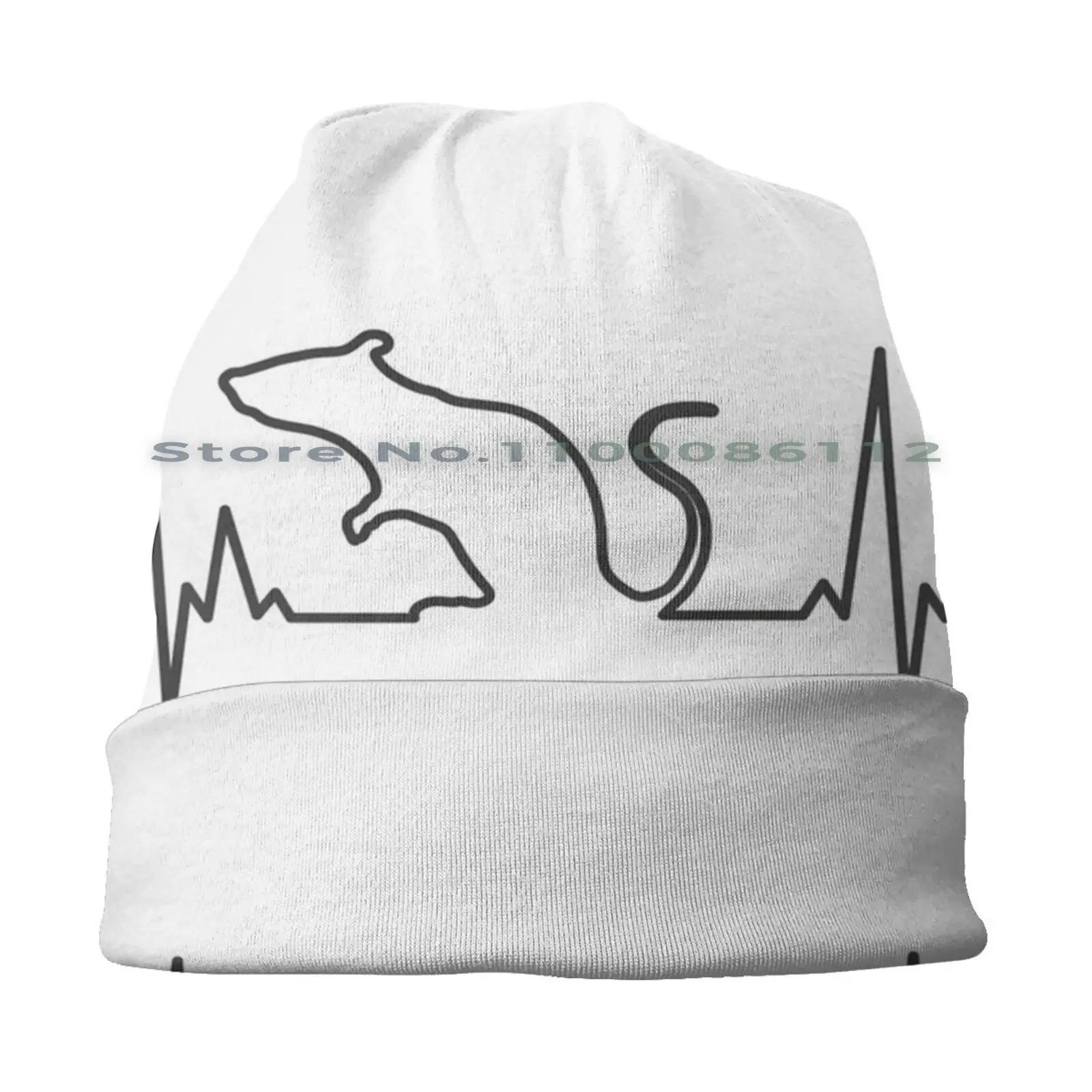 Rat Ekg Beanies Knit Hat Rat Mouse Ekg Love Heart Monitor Pet Animal Hamster Squirrel Rodent Cartoon Brimless Knitted Hat