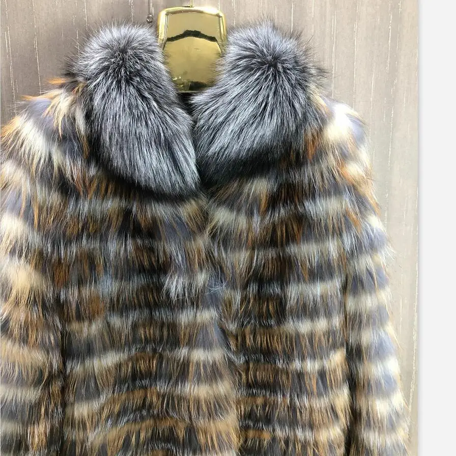 Imagem -04 - Cabolsa Longo Real Fox Fur Natural Silver Fox Fur Red Fox Fur Cabolsa Feminino Leve e Quente Alta Qualidade Moda 90cm