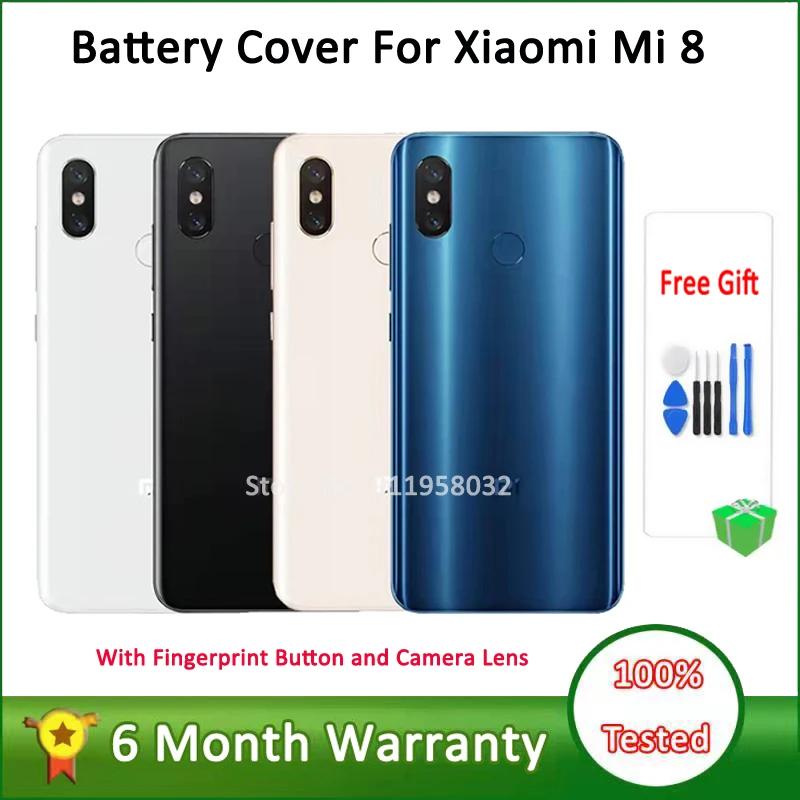 100% NEW For Xiaomi Mi 8 Battery Cover Replace Door For Xiaomi Mi8 Back Glass Housing Case with LOGO Mi 8 Back Glass Cover