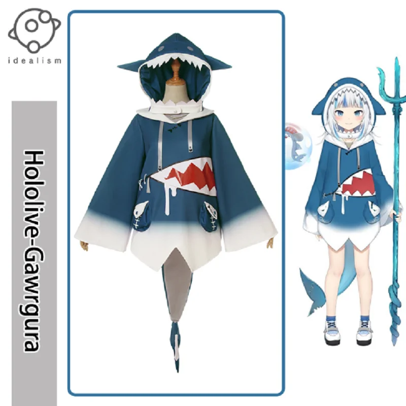 In Stock Anime Hololive GawrGura cos suit HololiveEN Cute sharks cosplay suit