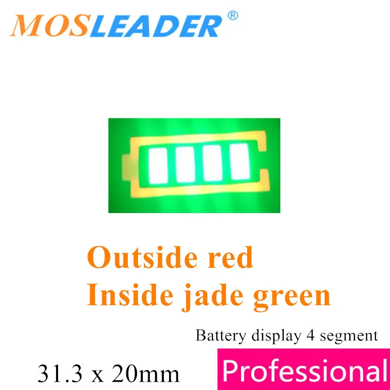 Mosleader 100pcs Battery display 4 segment 31.3x20mm Anode 4 segments DIP7 Red Green Blue 7P Battery capacity Indicator display