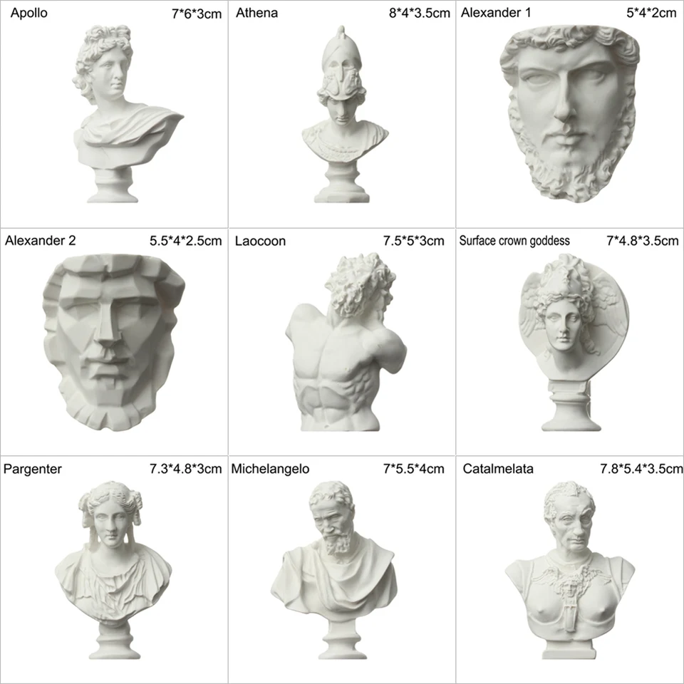 新ミニ置物石膏像ギリシャ神話有名人有名な彫刻描画練習石膏バスト肖像
