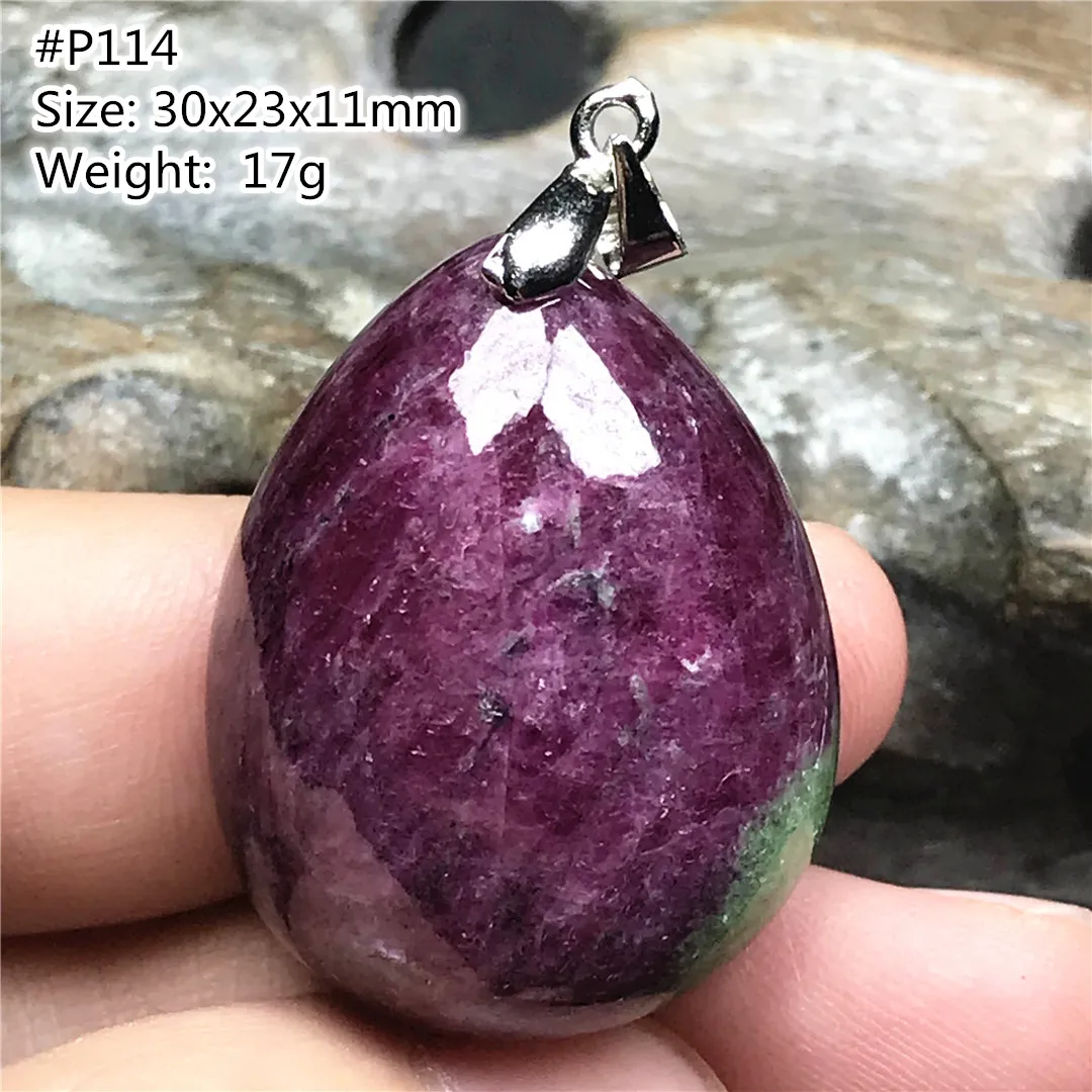 

Top Natural Ruby Zoisite Tumbled Pendant Jewelry For Women Men Healing Luck 30x23x11mm Beads Crystal Stone Silver Gemstone AAAAA