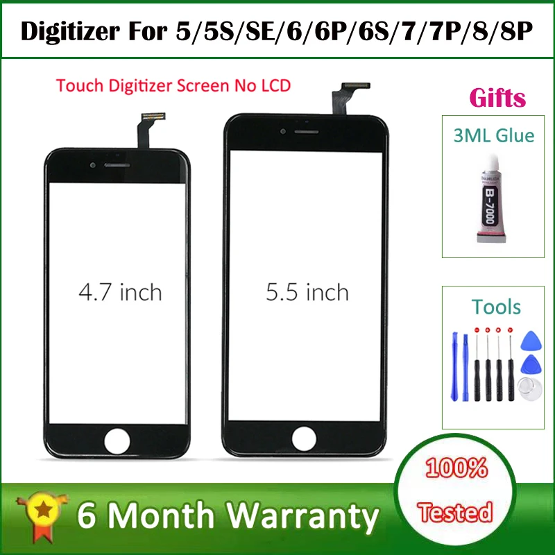 AAA+ Touch Screen Digitizer For iPhone 5 5s 7 6 plus 6S 8 Touch screen SE Front Touch Panel Glass Lens For Iphone 8P Accessories