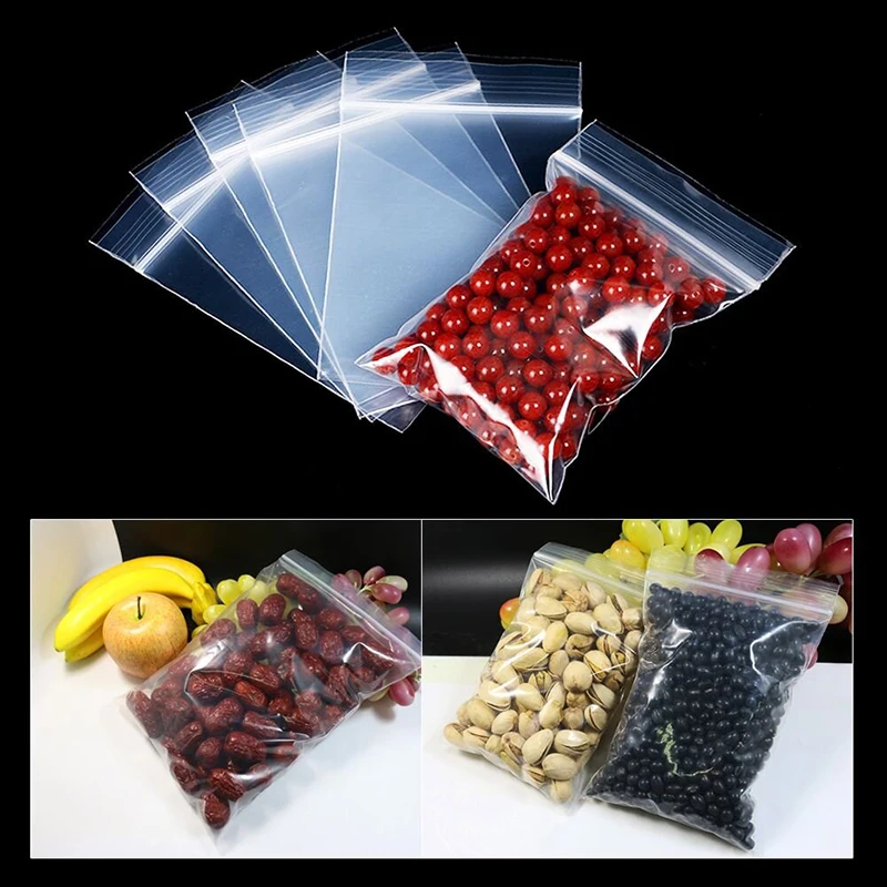 100pcs/lot Thick Transparent Zip lock Bags Clear Ziplock Food package Storage bag Plastic Thick Small Jewelry packing Zip Bags