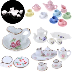 1:12 Miniature doll house pink Flower Patten Porcelain Coffee Tea Cups Ceramic Tableware Dollhouse Kitchen Accessories