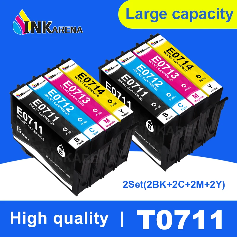 8 PCS T0715 T0711 Ink Cartridge For Epson Stylus SX215 SX218 SX100 SX105 SX400 SX405 SX410 DX4000 DX4050 Printer Cartridges