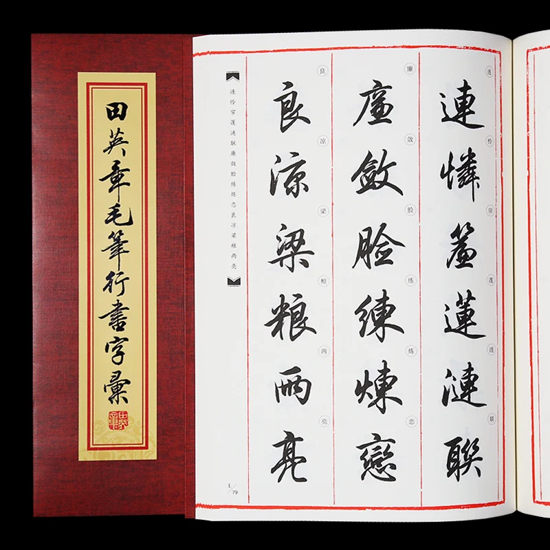 Tian Yingzhang pennello calligrafia quaderno in primo piano scrittura in esecuzione carattere cinese calligrafia libro carattere tecnica comune