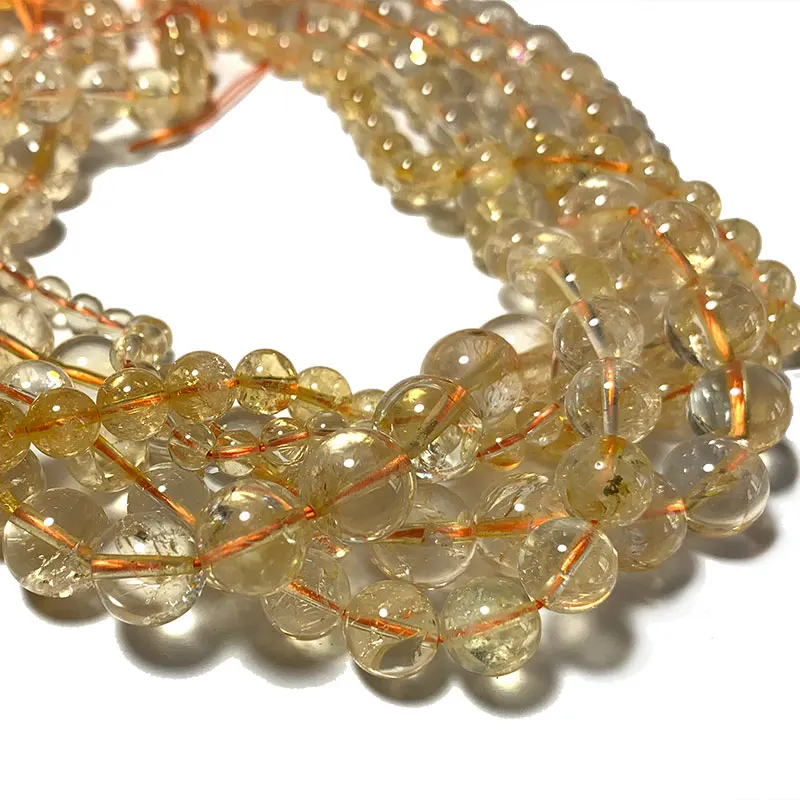 LUOMANXIARI Citrine Round Stone Beads AA 100% Natural Color Untreated Impurities For Jewelry Making DIY Bracelet 6/8/10MM 15''