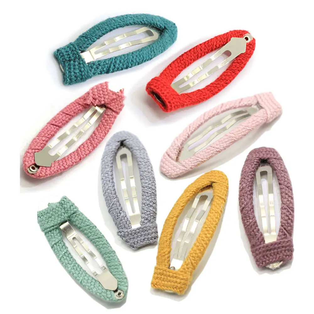 Simple Top Quality Popular 18*48mm Colorful Fashion Cotton Thread Metal Hair Clip For Girl Ornament