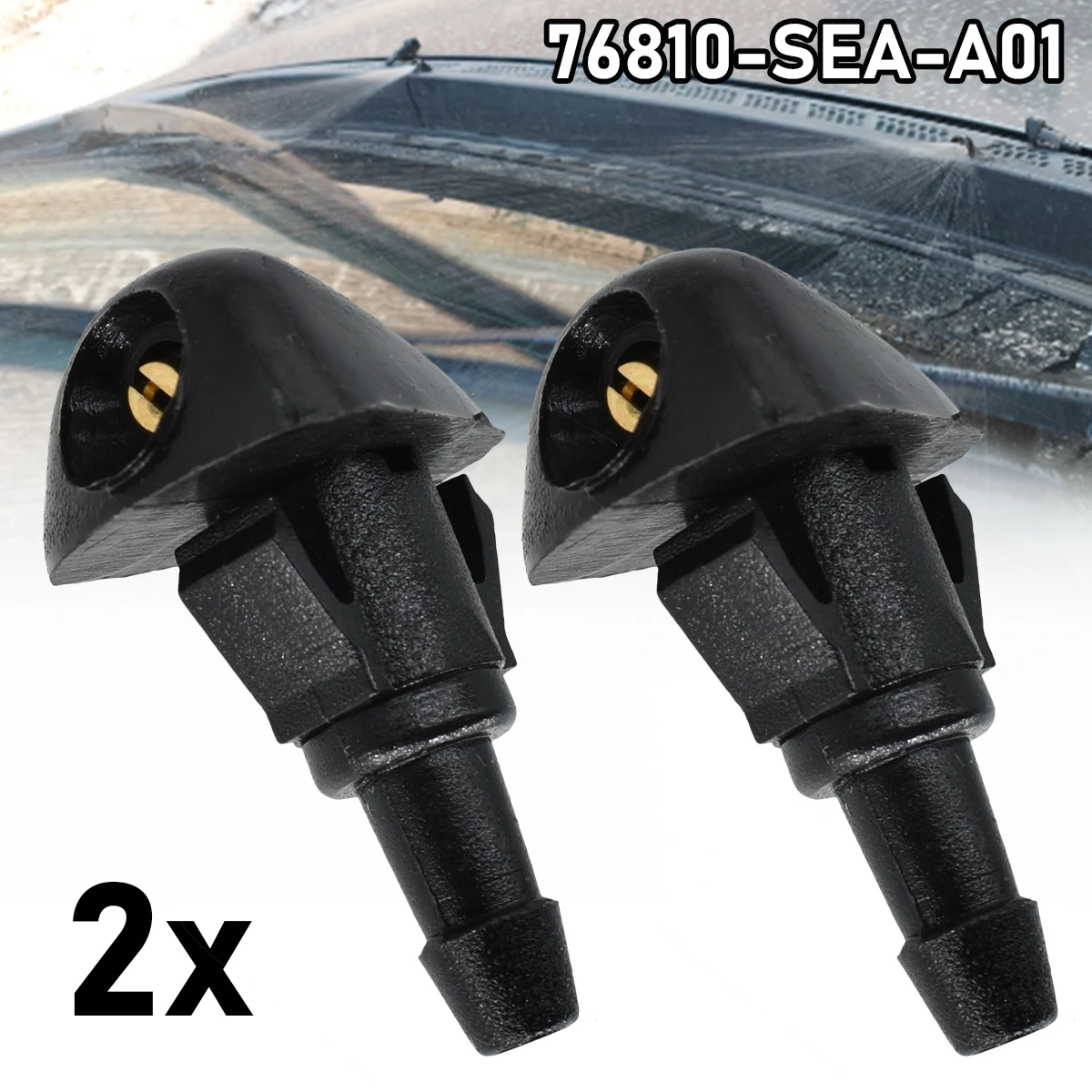 2Pcs Front Windshield Wiper Water Spray Jet For Honda Civic Fit Jazz CR-V Accord Prelude Shuttle 76810-SEA-A01 Washer Nozzles