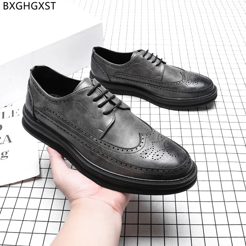 Brown Dress Shoes Mens Fashion Brogues Man Shoes High Quality Formal Official Shoes for Men 2024 Zapatos Hombre Chaussure Sapato