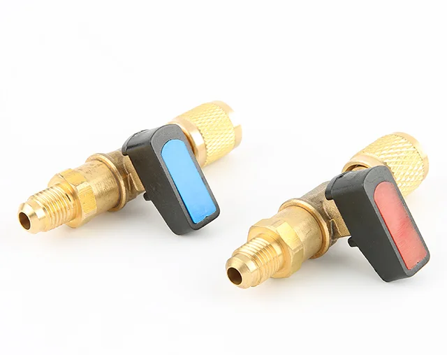 Adaptador de válvula de bola de cierre recto HVAC A/C para R134a R22 R12 R410a 1/4"