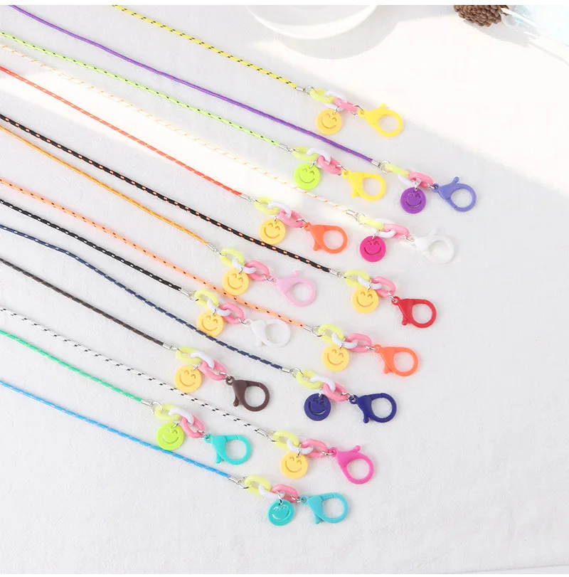 

New Acrylic and Rope Mask Chain Holder Necklace for Children Student Cord Lanyard on the Neck Masks Strap Accessory Girls Boys