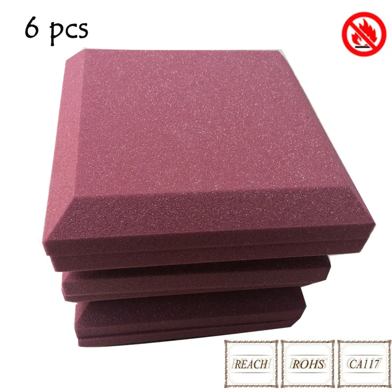 

Acoustic Panel Foam Studio Sound Insulation Fireproof Foam 6 pcs in burgundy