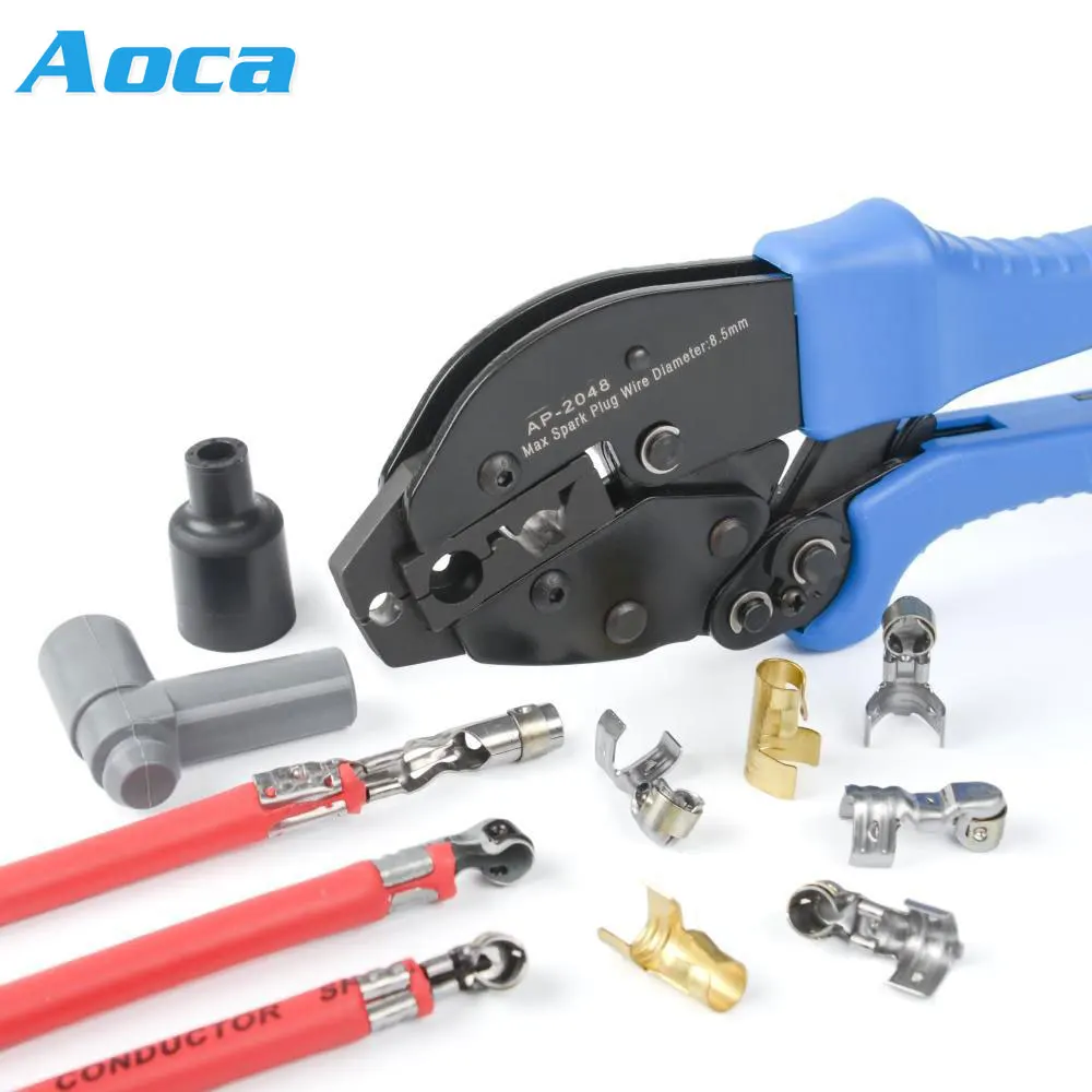 AP-2048 Spark Plug Connector Wire Presser Ignition Terminal Wire Clamp Burner Copper Head Accessories Wire Crimpling Pliers