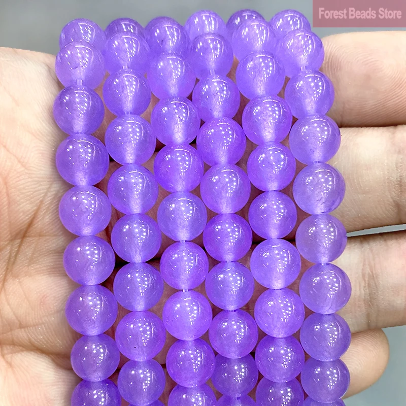 Natural AAAAA Purple Chalcedony Round Loose Beads Diy Handmade Bracelet Earrings for Jewelry Making 15