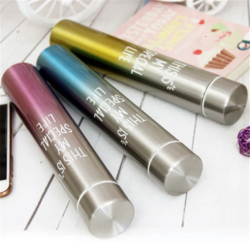 Gradient colour 240ml Travel Vacuum Flask Stainless Steel Straight Cup Insulation Tumbler Thermos Coffee Thermo Mug