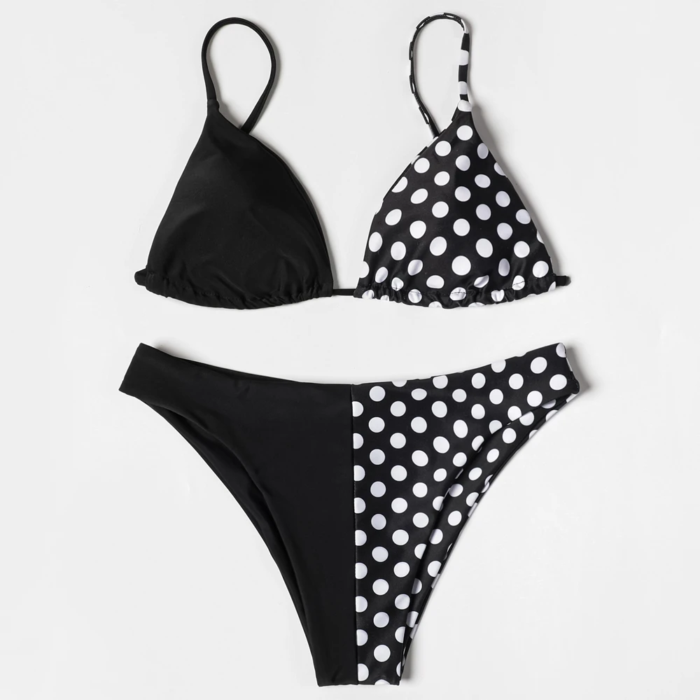 ZTVitality Sexy Patchwork Dot Swimsuit Women 2022 New Arrival Push Up Padded Bra Bikini Set Beachwear Swimwear Brazilian Biquini