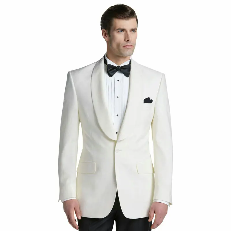 Nieuwe Collectie Wedding Suits Voor Mannen Suits Ivoor Bruidegom Tuxedos Mariage Slim Twee Stukken Voor Avondjurk Bruidskleding (jas + Broek)