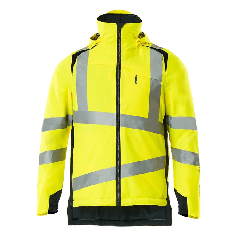 Winter Thick Reflective Hi Vis Jacket Cotton Padded Jacket Hooded Jacket Motorcycle Safety Work Jacket Wind Water-proof Coats4xl