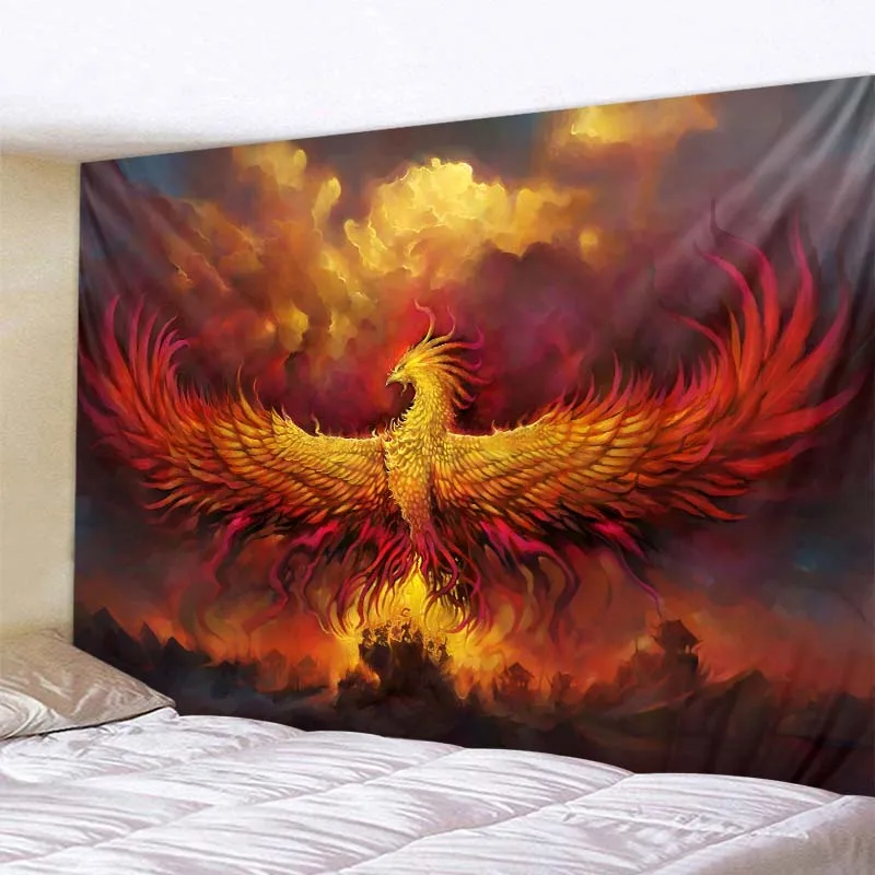 Psychedelic Phoenix 3D printing big tapestry wall hanging home decoration wall tapestry bohemian hippie yoga mat beach mat