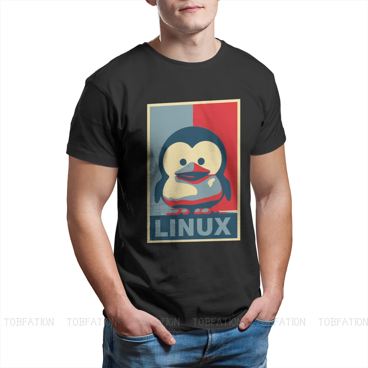 Camiseta 100% de algodón con estampado Linux para hombre, ropa de tendencia, serie de TV de dibujos animados, Pingu Penguin, Robby, Pingi, Pingo, 6XL