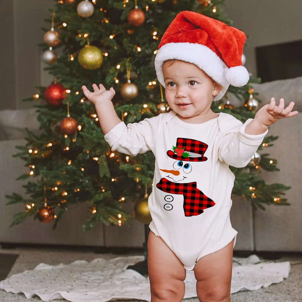 Snowman Christmas Baby Newborn Rompers Long Sleeve Infant Born Crawling Winter Bodysuit Outfit Boy Girls Clothing Holiday Gifts